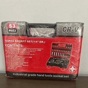 New 53 Pc Socket Wrench Set 1/4" Drive Ratchet Metric Kit Garage Car Repair Tool